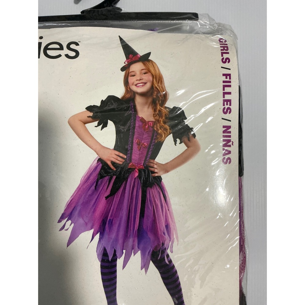 Rubies Purple Witch Costume Girls Youth Medium 7-8 Dress Hat Headband 1001069 - Picture 4 of 5